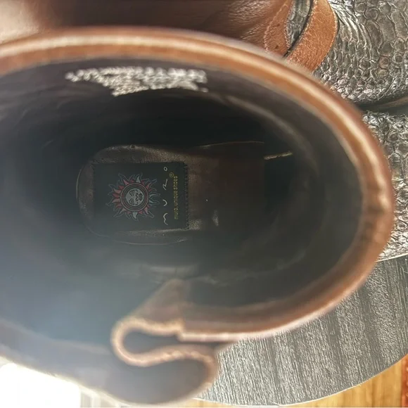 Muro Women’s 8 Snake Western Brown Moto Biker Leather Boot Grunge Boho Festival - Picture 14 of 16